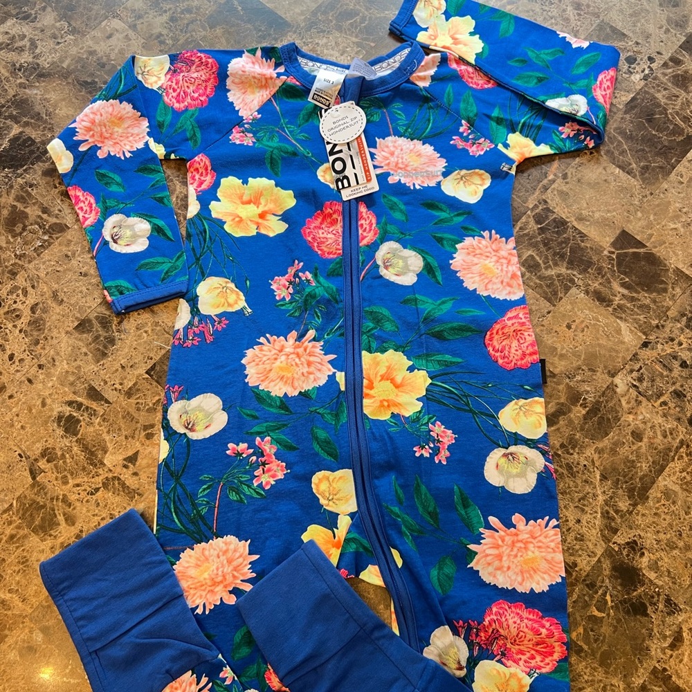 Bonds Kids Vibrant Floral Blue Footie